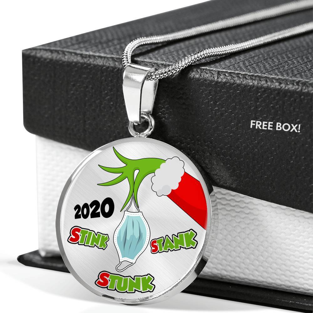 2020 Stink Stank Stunk Funny Quarantine Christmas Luxury Circle Pendant Necklace - Circle Luxury Necklace (Silver)