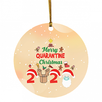 Merry Quarantine Christmas 2020 Christmas Ornament Keepsake - Holiday Flat Circle Ornament, White, Circle Ornament