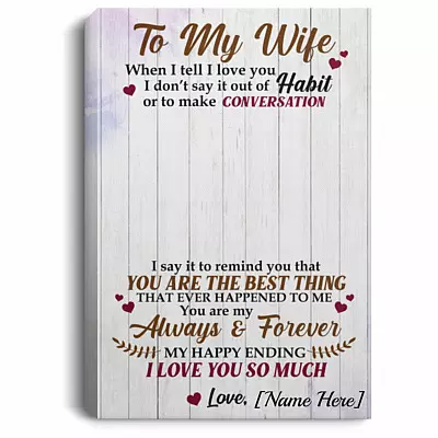 To My Wife Framed Canvas, White, 0.75'' Framed Canvas