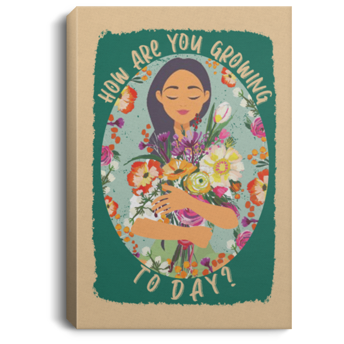 How Are You Growing Today Mindful Self Awareness Gallery Wrapped Framed Canvas Prints - Unframed Poster, White, 0.75'' Framed Canvas