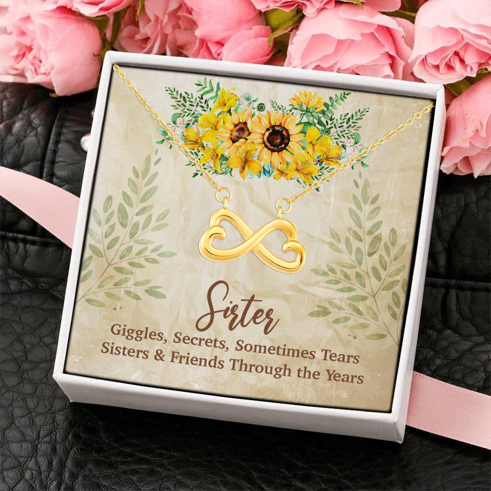 2P. Sister giggles Infinity Heart Necklace (Gold) 4