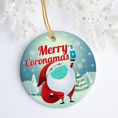Alternative view of 2020 Cute Santa Essential Gift Decorative Christ-mask Ornament - Holiday Flat Circle Ornament