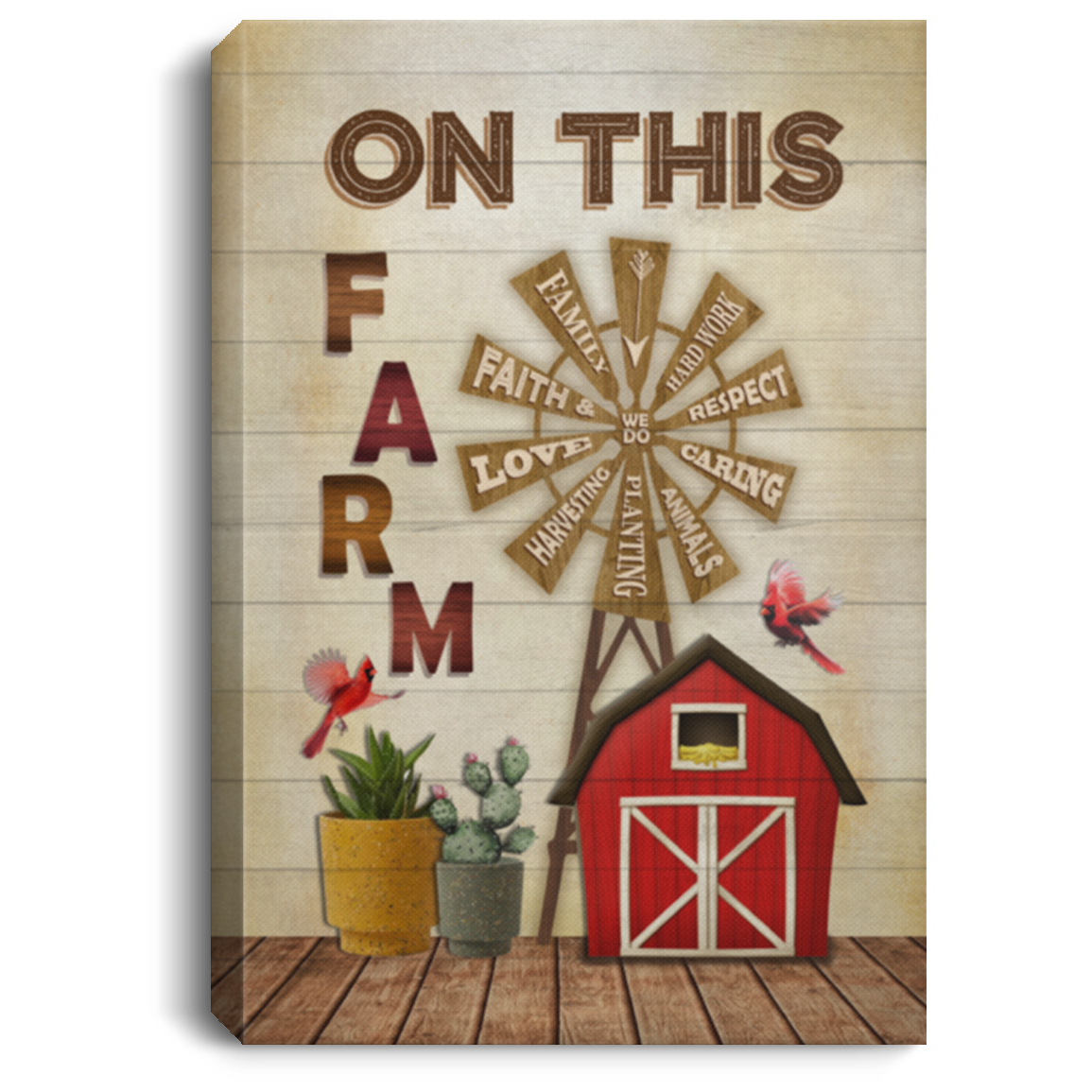 On This Farm Sign Farmhouse Framed Canvas Prints - Unframed Poster - Home Decor Wall Art, White, 0.75'' Framed Canvas