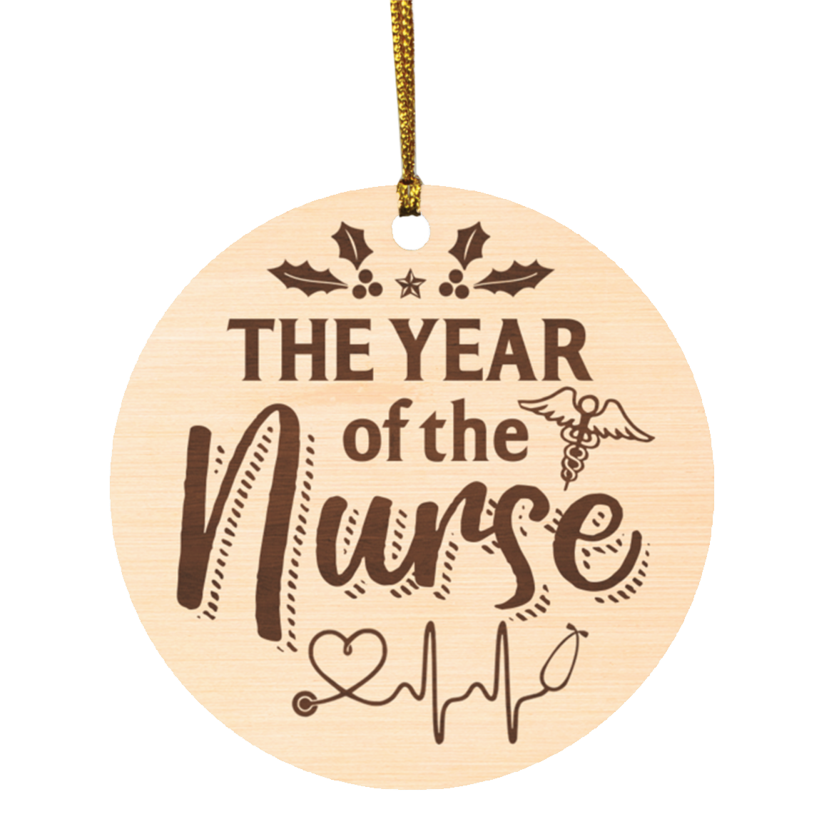 The Year Of The Nurse Heart Beat Christmas Ornament - Holiday Decorative Flat Circle Ornament, White, Circle Ornament