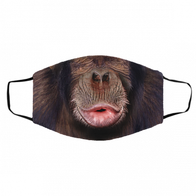 Chimp Mouth Happy Washable Reusable Custom Printed Cloth Face Mask Cover - Chimpanzee Face Mask, White, Cloth Face Cover – Medium/Large