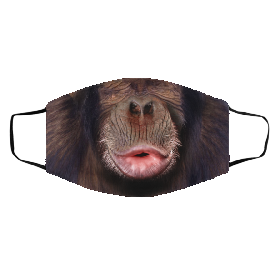 Chimp Mouth Happy Washable Reusable Custom Printed Cloth Face Mask Cover - Chimpanzee Face Mask, White, Cloth Face Cover – Medium/Large