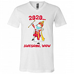 Funny Hamilton George King 2020 Awesome Wow Quarantine Christmas T-shirt - V-neck, White, V-Neck T-Shirt