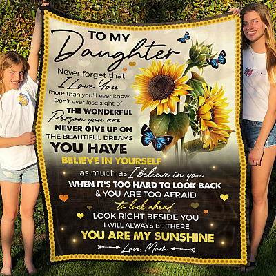 Alternative view of To My Daughter Never Forget That I Love You Sunflower Fleece Blanket - Premium Sherpa Blanket - Woven Blanket