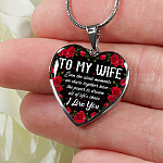 To My Wife Even The Silent Moments We Share Together I Love You Heart Pendant Necklace - Heart Luxury Necklace (Silver)