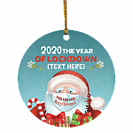 Personalized 2020 The Year Of Lockdown Funny Santa Claus Wearing Mask Circle Christmas Ornament Keepsake, White, Circle Ornament