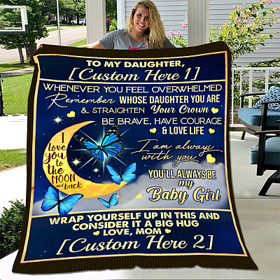 Alternative view of Personalized Butterfly Mom To My Daughter Whenever You Feel Overwhelmed Fleece Blanket - Premium Sherpa Blanket