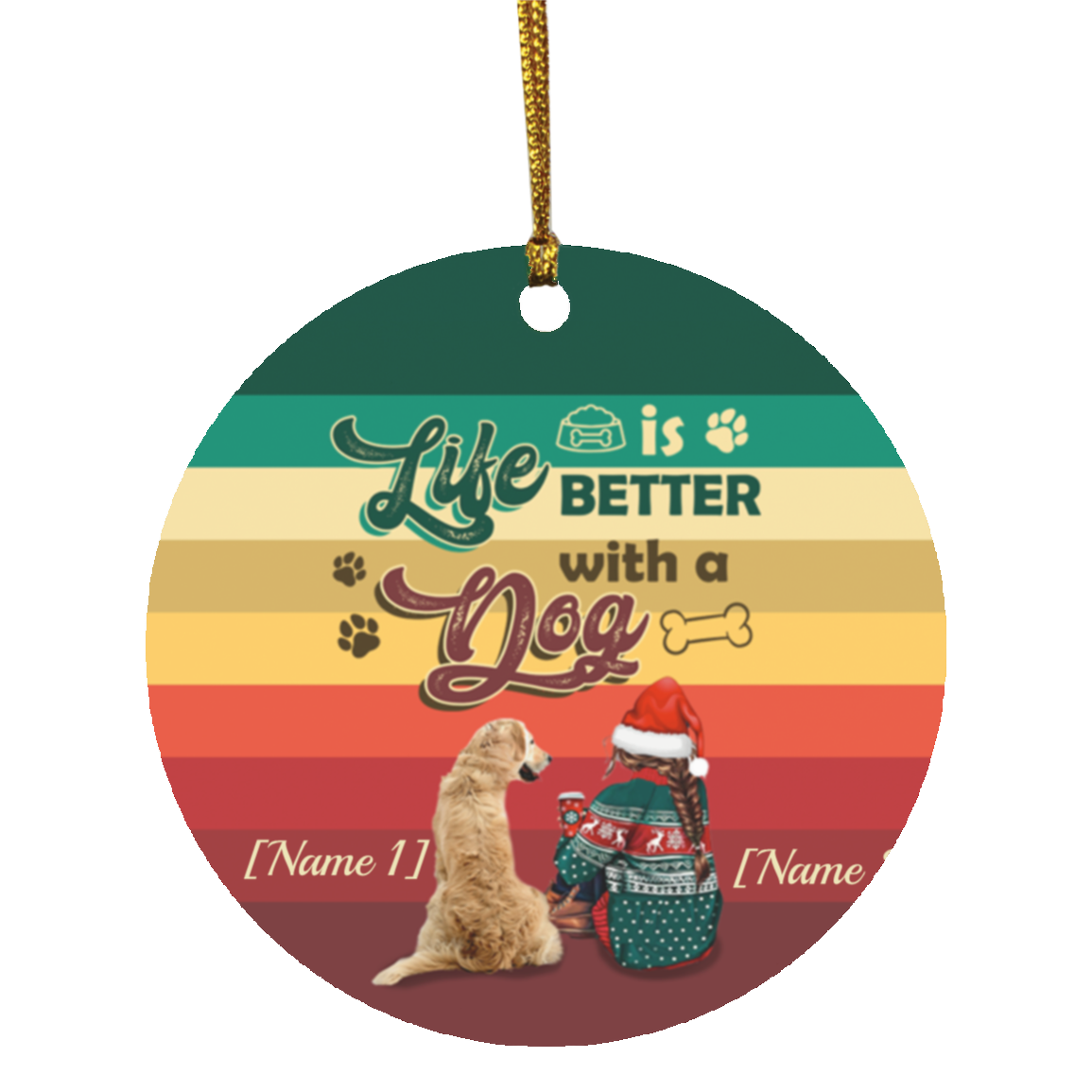 girl and dog ornament