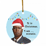 It Is Christmas I Am Ecstatic Decorative Christmas Ornament Keepsake - Holiday Flat Circle Ornament, White, Circle Ornament