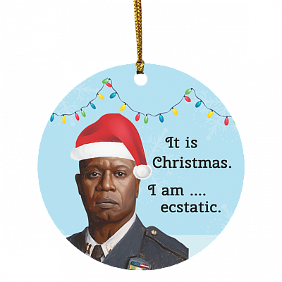It Is Christmas I Am Ecstatic Decorative Christmas Ornament Keepsake - Holiday Flat Circle Ornament, White, Circle Ornament