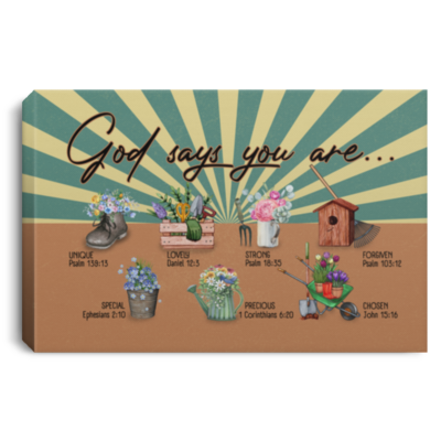 God Says You Are Unique Chosen Gardening Quotes Canvas Poster - Cool Plants Gardening Home Decor Wall Art, White, 0.75'' Framed Canvas