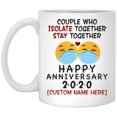Personalized Quarantined Together Stay Together Ceramic Coffee Mug - Beer Stein - Water Bottle, White, 11 oz. White Mug