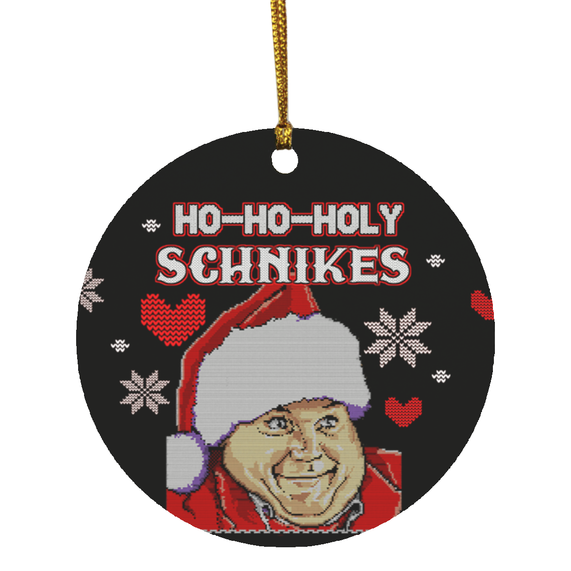 Ho Ho Holy Schnikes Decorative Christmas Ornament - Chris Farley Christmas Ornament - Ugly Christmas Ornament, White, Circle Ornament