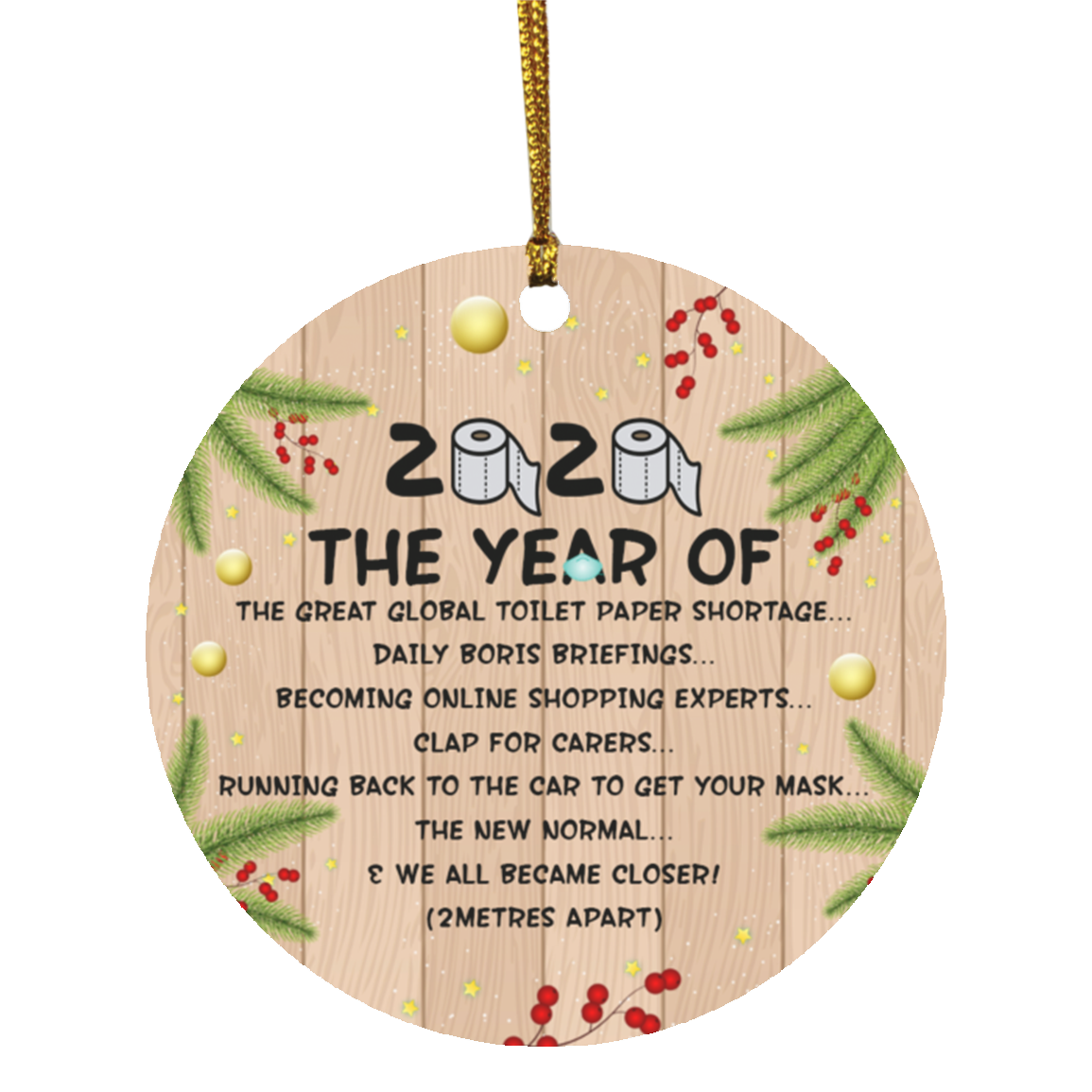 2020 The Year Of Qu, White, Circle Ornament