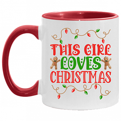 This Girl Loves Christmas Accent Mug - Coffee Mug, White/Red, 11 oz. Accent Mug