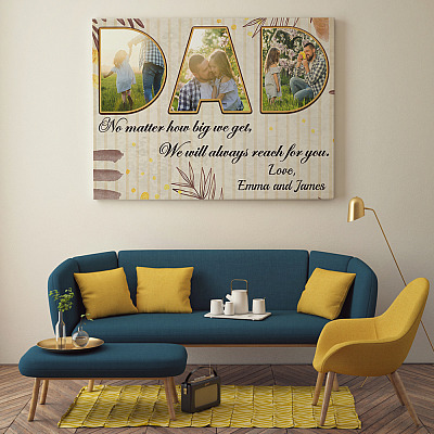 Personalized Photo Dad Gift We Will Always Reach For You Framed Canvas - Unfarmed Poster