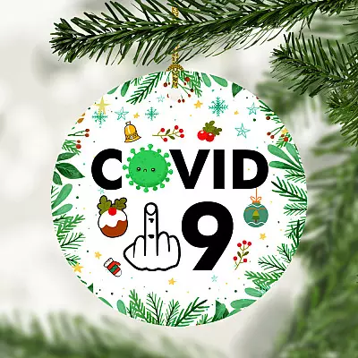 Middle Finger Global Pandemic Christmas 2020 Decorative Christmas Ornament - Holiday Flat Circle Ornament