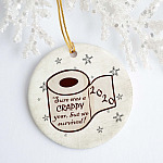 2020 Quarantine Christmas Ornament - 2020 A Crappy Year But We Survived Holiday Pandemic Decoration Gift