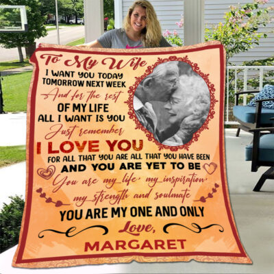 Alternative view of Custom Photo I Want You Today Tomorrow All I Want Is You Fleece Blanket - Mink Sherpa Blanket - Woven Blanket