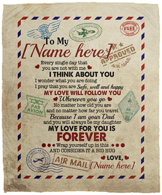 Personalized To Daughter Every Single Day That You Are Not with Me I Think About You Letter Premium Sherpa Blanket, White, Cozy Plush Fleece Blanket - 50x60