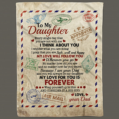 Alternative view of Personalized To Daughter Every Single Day That You Are Not with Me I Think About You Letter Premium Sherpa Blanket