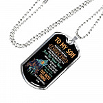 Wolf to My Son Never Forget How Much I Love You as You Grow Older You Will Face Dog Tag Pendant Necklace - Dog Tag (Silver)
