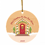 Personalized First Christmas In Our New Home Decorative Christmas Ornament - Holiday Flat Circle Ornament, White, Circle Ornament