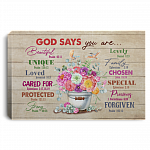 Gods Says You Are Beautiful Psalm 45 11 Unique Psalm Bible Wrapped Framed Canvas Prints - Unframed Poster, White, 0.75'' Framed Canvas