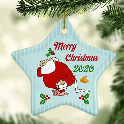 Alternative view of Funny Santa Claus Holding Toilet Paper Merry Quarantine Christmas Pandemic 2020 Star Ornament