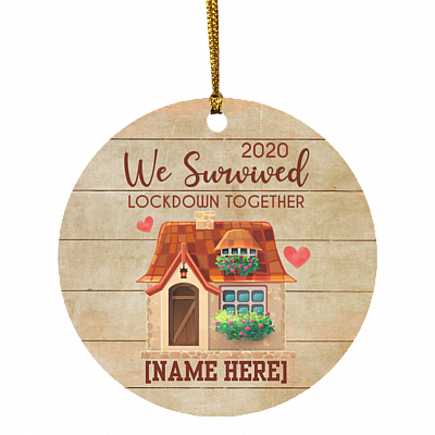 Personalized We Survived Lockdown 2020 Together Decorative Christmas Ornament - Holiday Flat Circle Ornament, White, Circle Ornament