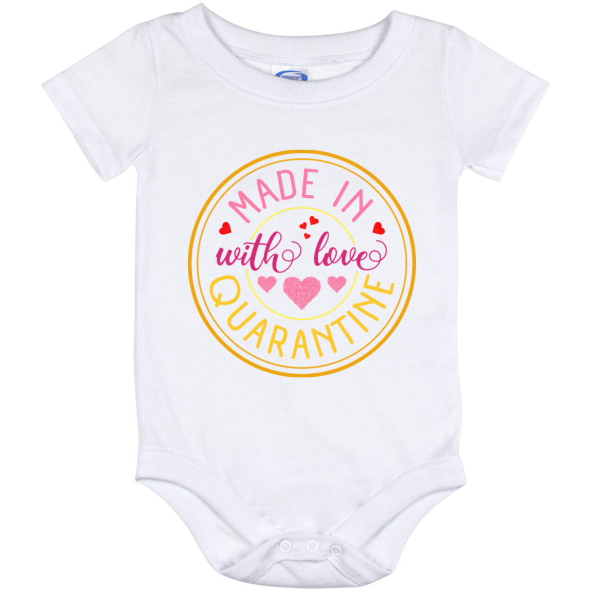Made With Love Quarantined Together Funny Baby Onesie - Toddler Baby Infant Bodysuit, White, Baby Onesie - 12 Month