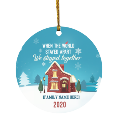 Personalize Stayed Together Decorative Christmas Ornament - Holiday Flat Circle Ornament, White, Circle Ornament