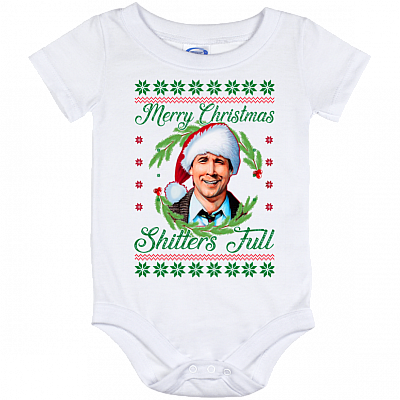 Merry Christmas Shitters Full Clark Griswold Christmas Vacation Baby Onesie - Baby Infant Bodysuit, White, Baby Onesie - 12 Month