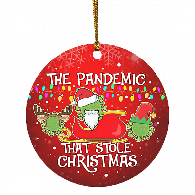 The Pandemic That Stole Christmas Funny Pandemic Covid Christmas Quarantine 2020 Circle Ornament, White, Circle Ornament