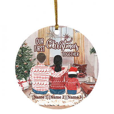 Personalized Our First Christmas Together Family Decorative Christmas Ornament - Holiday Flat Circle Ornament, White, Circle Ornament