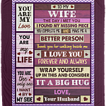 To My Wife The Day I Met You I Found My Missing Piece From Husband Fleece Blanket - Premium Sherpa Blanket, White, Cozy Plush Fleece Blanket - 50x60