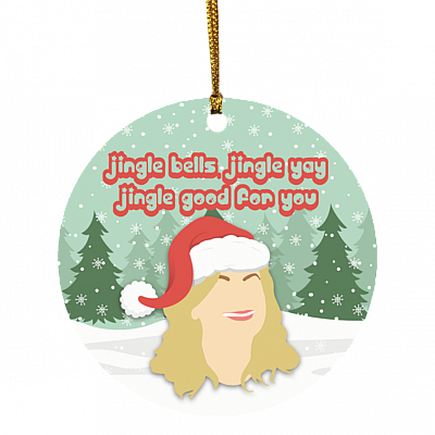 Jingle Bells Jingle Yay Jingle Good for You Movie Christmas Ornament - Holiday Flat Circle Ornament Keepsake, White, Circle Ornament