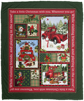 Vintage Red Truck Take A Little Christmas With You Wherever You Go Holiday Fleece Blanket - Premium Sherpa Blanket, White, Cozy Plush Fleece Blanket - 50x60