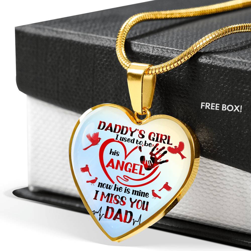 Daddy's Girl I Used To Be His Angel Red Cardinals Heart Pendant Necklace - Cardinals Father Daughter Necklace - Heart Luxury Necklace (Gold Plated) Daddy's Girl I Used To Be His Angel Red Cardinals Heart Pendant Necklace - Cardinals Father Daughter Necklace - Heart Luxury Necklace (Gold Plated)