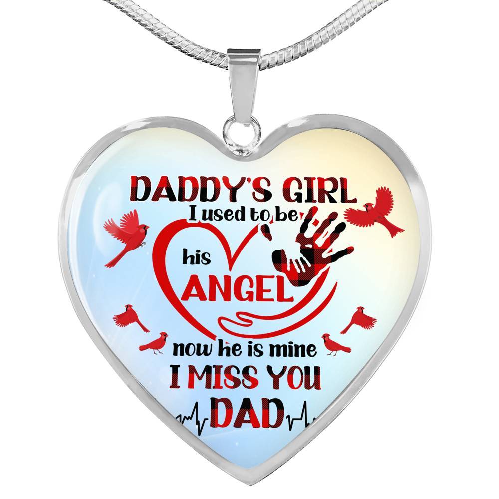 Daddy's Girl I Used To Be His Angel Red Cardinals Heart Pendant Necklace - Cardinals Father Daughter Necklace - Heart Luxury Necklace (Silver) Daddy's Girl I Used To Be His Angel Red Cardinals Heart Pendant Necklace - Cardinals Father Daughter Necklace - Heart Luxury Necklace (Silver)