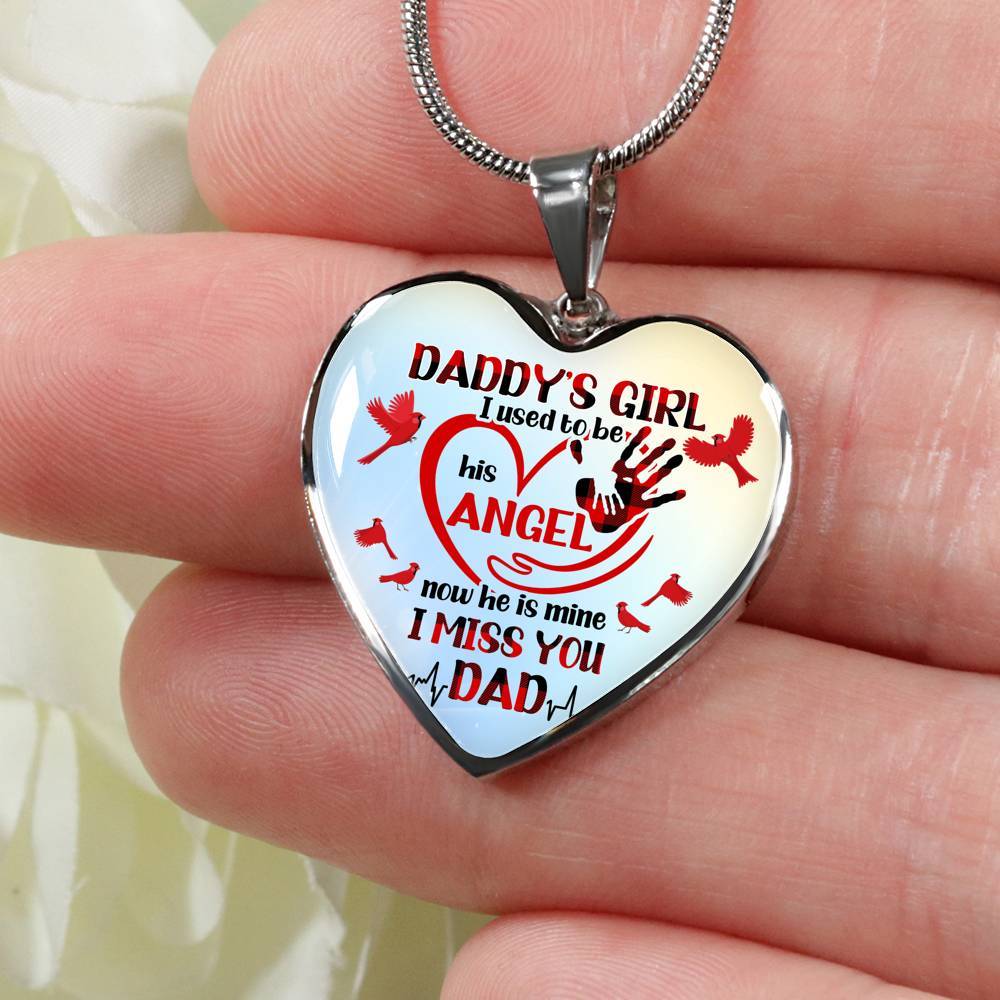 Daddy's Girl I Used To Be His Angel Red Cardinals Heart Pendant Necklace - Cardinals Father Daughter Necklace - Heart Luxury Necklace (Silver) Daddy's Girl I Used To Be His Angel Red Cardinals Heart Pendant Necklace - Cardinals Father Daughter Necklace - Heart Luxury Necklace (Silver)
