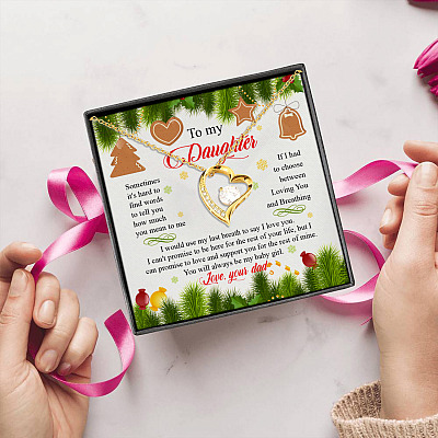 Dad To Daughter Sometimes It's Hard To Find Words To Tell You Christmas Forever Love Pendant Necklace