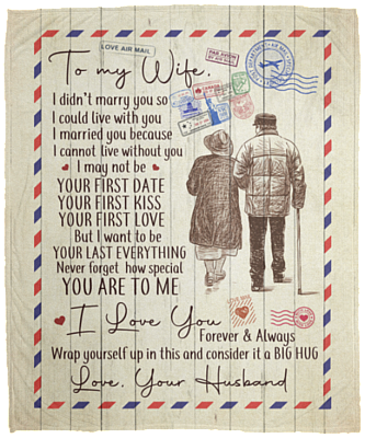 Husband to My Wife I Didn't Marry You So I Could Live with You - Love Air Mail Fleece Blanket - Mink Sherpa Blanket, White, Cozy Plush Fleece Blanket - 50x60