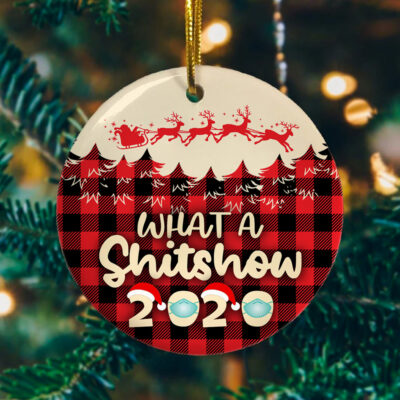 Alternative view of What A Shitshow 2020 A Year To Remember Funny Christmas Ornament - Holiday Flat Circle Ornament