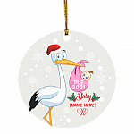 Personalized We're Expecting New Baby Due 2021 Circle Ornament - Christmas Pregnancy Announcement Gift, White, Circle Ornament