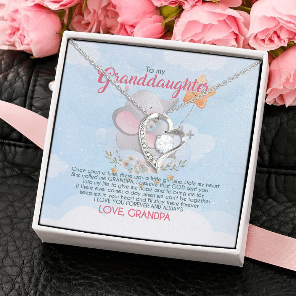 4O_ Granddaughter Elephant (Granddaughter-Grandpa) Forever Love Necklace (Silver) 4